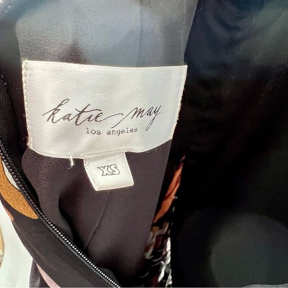 KATIE MAY | Take A Sip Black 70s Floral Orange Lace Corset Flowy Dress XS - Picture 14 of 16